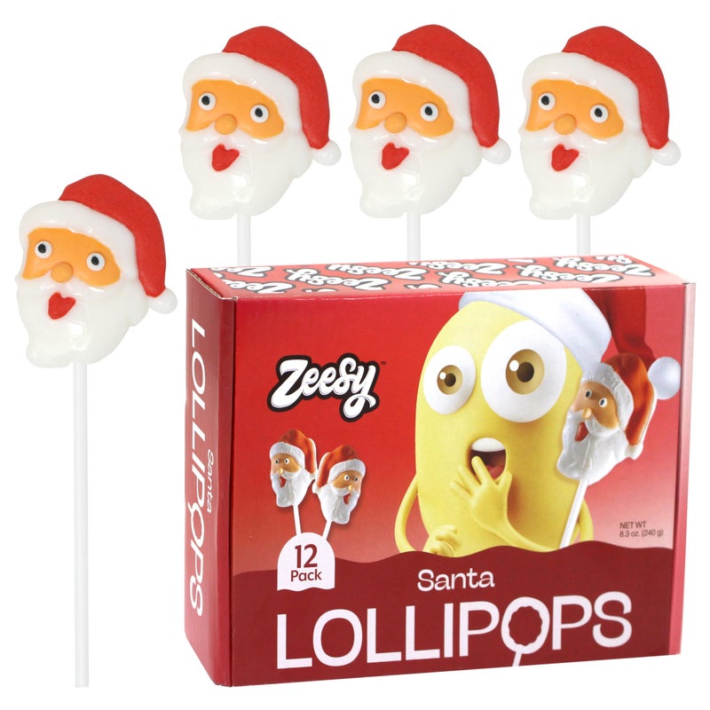 Christmas Santa Lollipops Individually Wrapped - 12 Santa Candy Suckers for Christmas Party Favors, Christmas Stocking Stuffers - Christmas Lollipops - Image 1